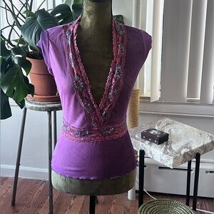 Vintage Y2K Mesh Top w Sequins